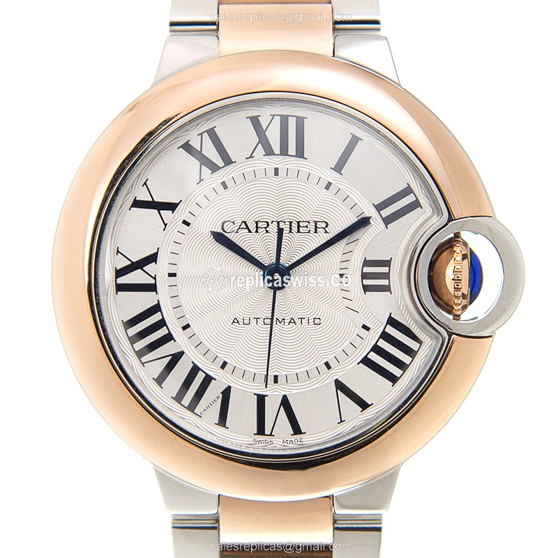 Exquisite Cartier W2BB0023 BALLON BLEU Replica with Silver Dial & 18kt Steel Case Automatic