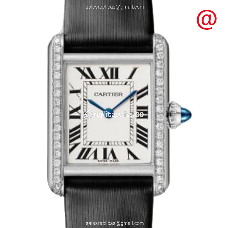 Exquisite Cartier W4TA0016 Tank Replica Watch | Silver Dial & Cowhide Strap | Stainless Steel Case