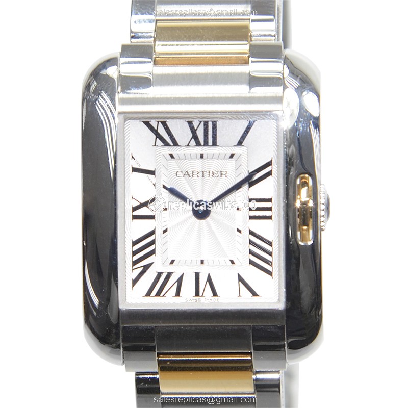 Exquisite Cartier W5310046 Tank Replica with Silver Dial & 18kt Steel Strap Watch