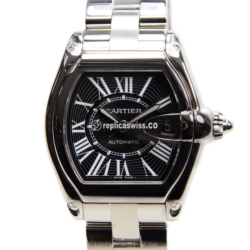 Exquisite Cartier W62041V3 Roadster Replica Watch | Automatic Movement, Black Dial & Silver Steel