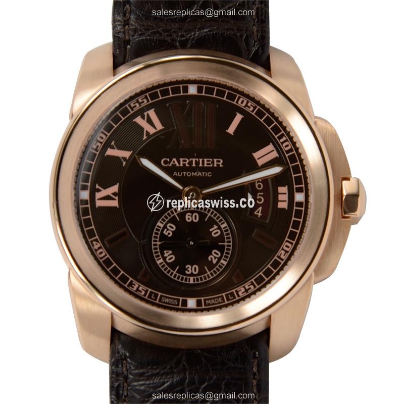 Exquisite Cartier W7100007 Replica with Automatic Movement Brown Dial, 18kt Gold Case Watch