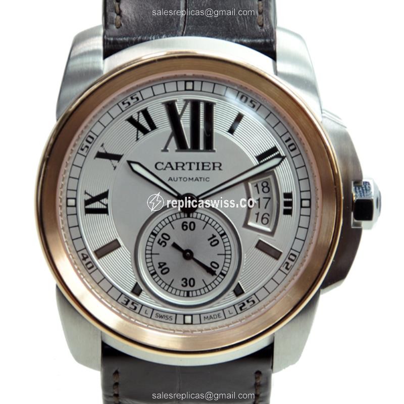 Exquisite Cartier W7100011 Replica Watch | Automatic Movement, White Dial & Brown Alligator Strap