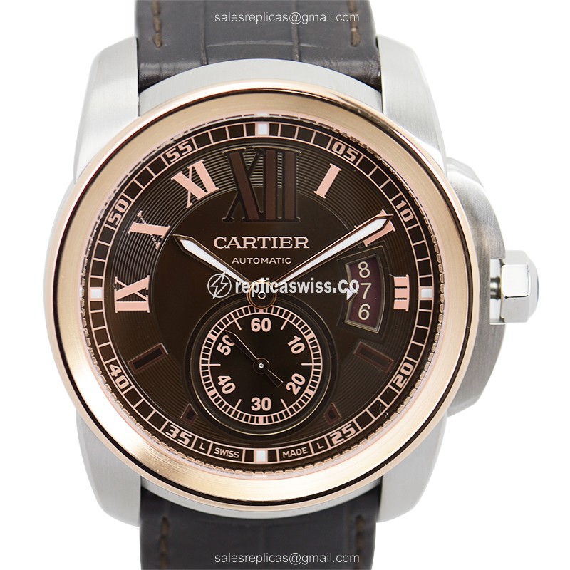 Exquisite Cartier W7100051 Replica with Brown Dial 18kt Steel Case, Automatic Movement Watch