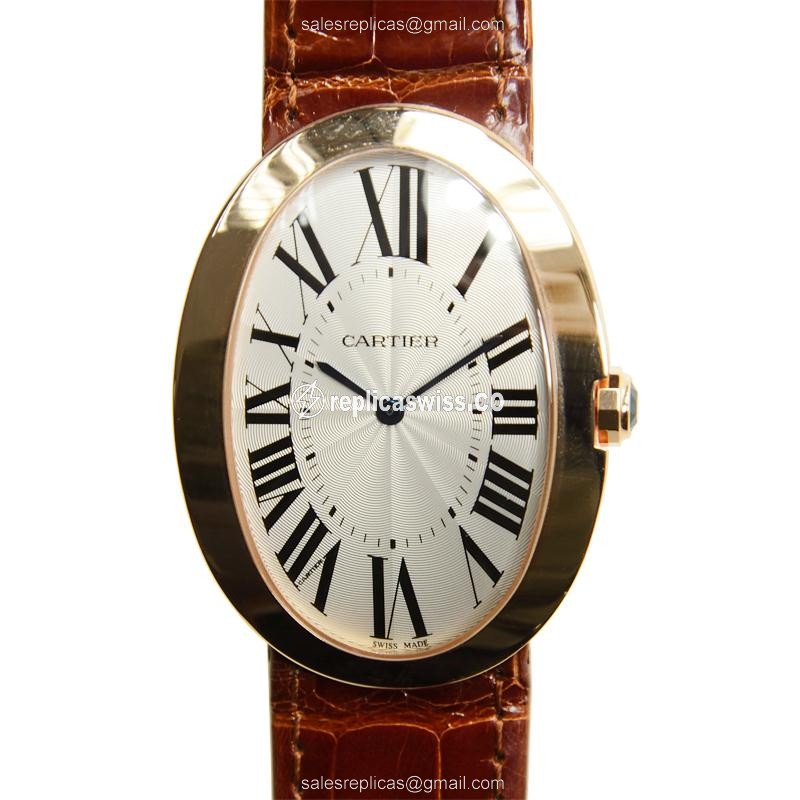 Exquisite Cartier W8000002 Baignoire Replica in 18kt Rose Gold with Manual Wind Movement Silver
