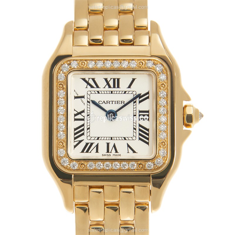Exquisite Cartier WJPN0015 Panthere De Cartier Replica in 18kt Gold with White Dial Sapphire