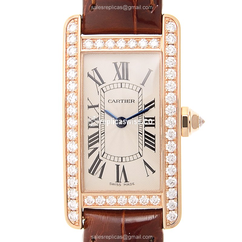 Exquisite Cartier WJTA0002 Tank Replica in Rose Gold, Quartz Movement, Silver Dial Watch