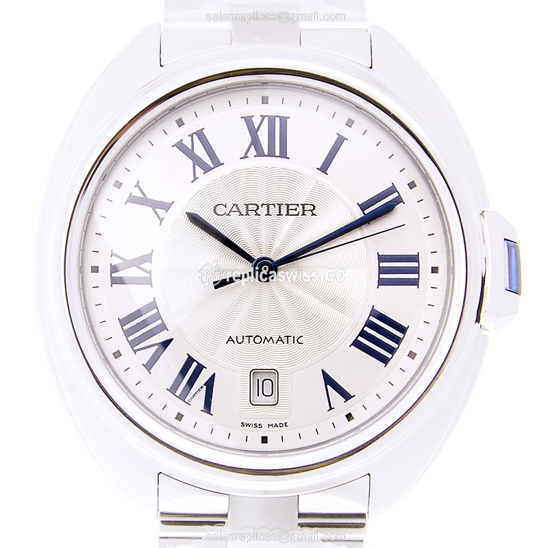 Exquisite Cartier WSCL0007 Cle De Cartier Replica, Automatic Movement, Polished Steel Case & White