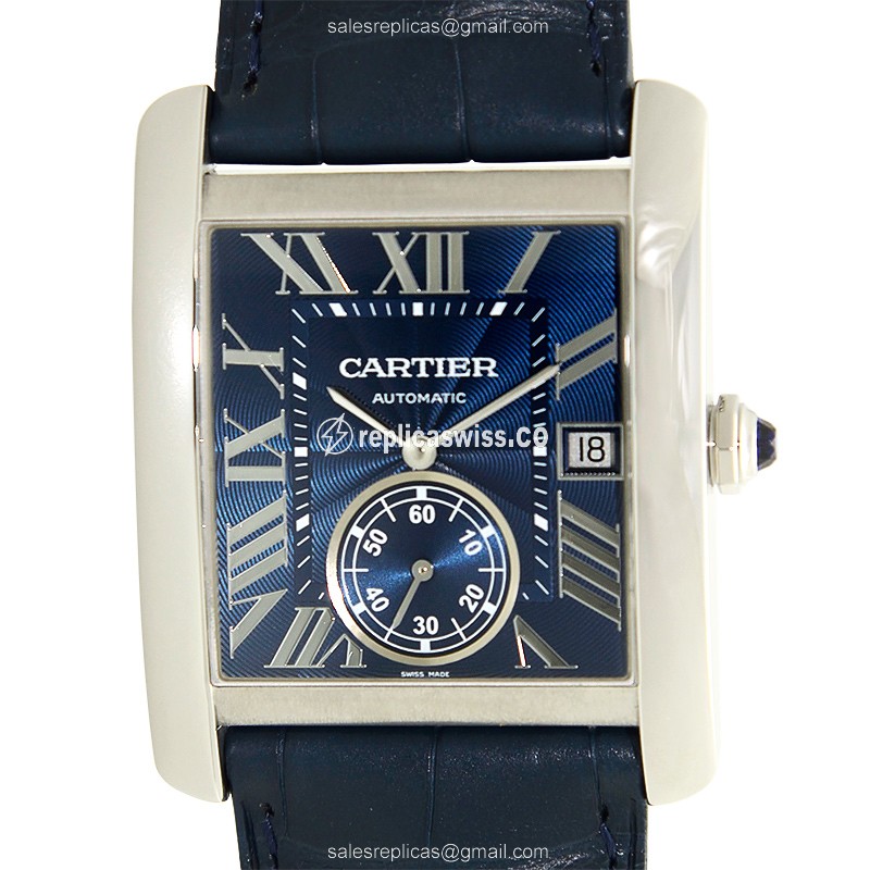 Exquisite Cartier WSTA0010 Tank Replica Watch | Automatic Movement, Blue Steel Case & Dial