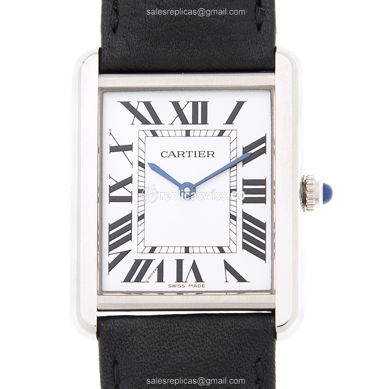 Exquisite Cartier WSTA0028 Tank Replica with White Dial & Stainless Steel Case | Genuine Quartz