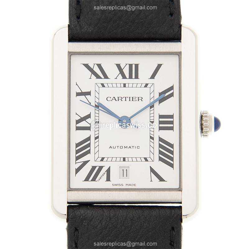 Exquisite Cartier WSTA0029 Tank Replica, White Dial, Stainless Steel Case, Automatic Movement Watch