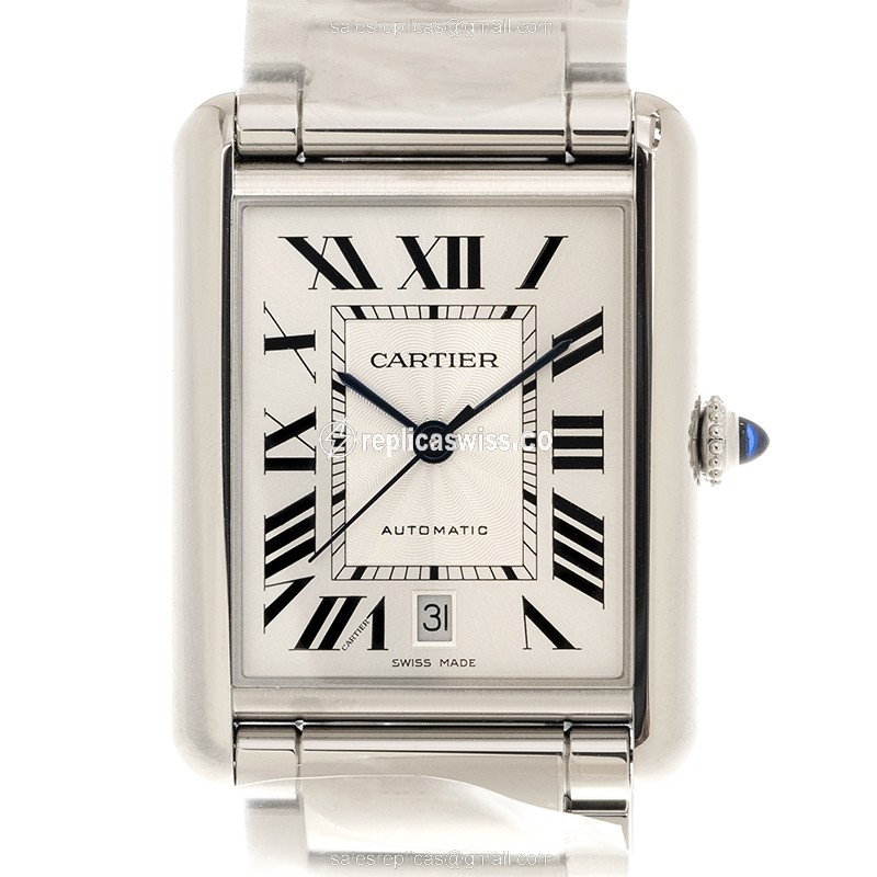 Exquisite Cartier WSTA0053 Tank Replica with Silver Dial & Stainless Steel Case & Automatic