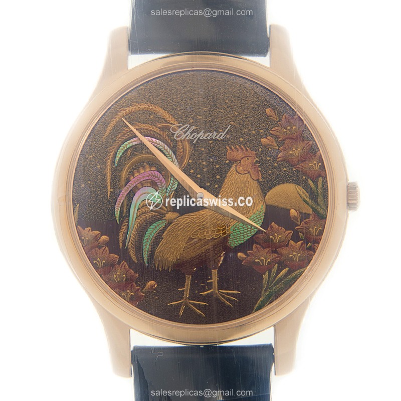 Exquisite Chopard L.U.C 161902-5064 Replica with Automatic Movement 18kt Black Alligator Strap