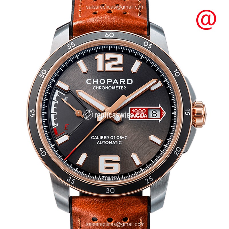Exquisite Chopard Mille Miglia GT XL Automatic Replica in 18kt Rose Gold, Black Dial & Brown