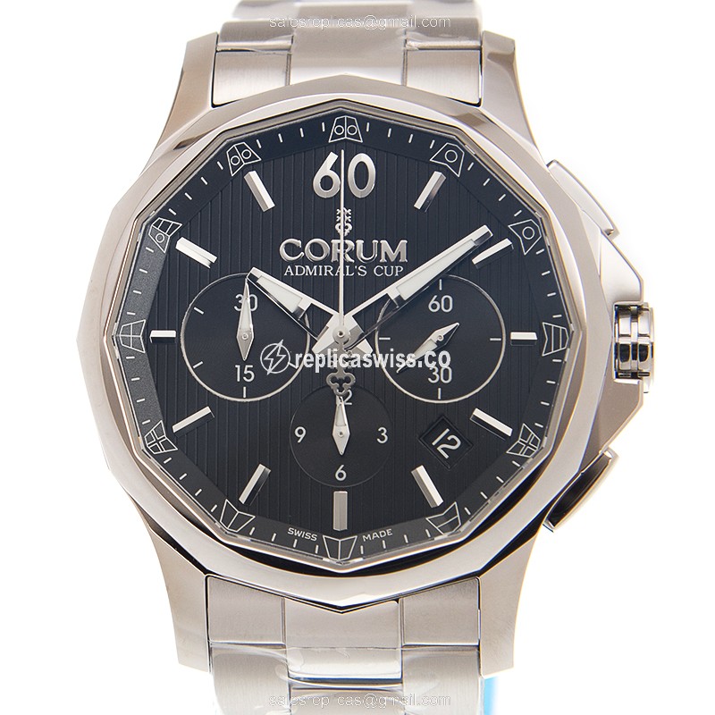 Exquisite Corum Admiral's Cup Replica | Automatic Movement | Black Dial | Stainless Steel Case Watch