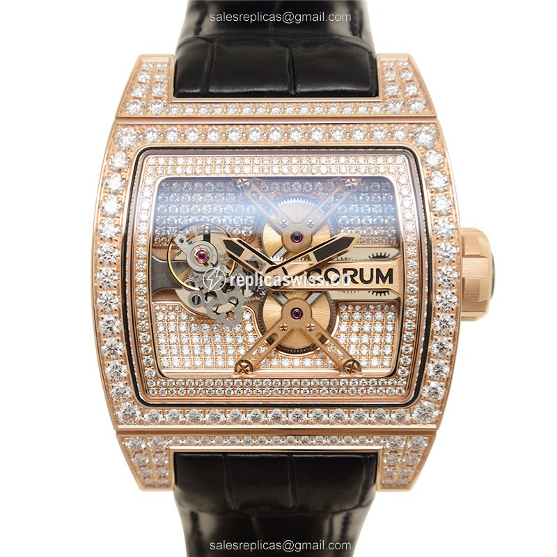 Exquisite Corum Bridge Replica Watch | Automatic Movement, 18kt Rose Gold Case & Pink Dial