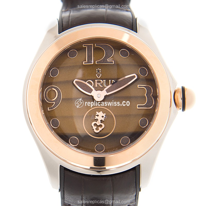 Exquisite Corum Bubble Replica in 18kt Rose Gold & Steel, Automatic Movement, Brown Dial &