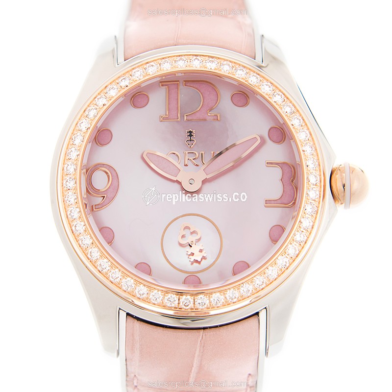 Exquisite Corum Bubble Replica in 18kt Rose Gold & Steel, Automatic Movement, Pink Dial & Alligator