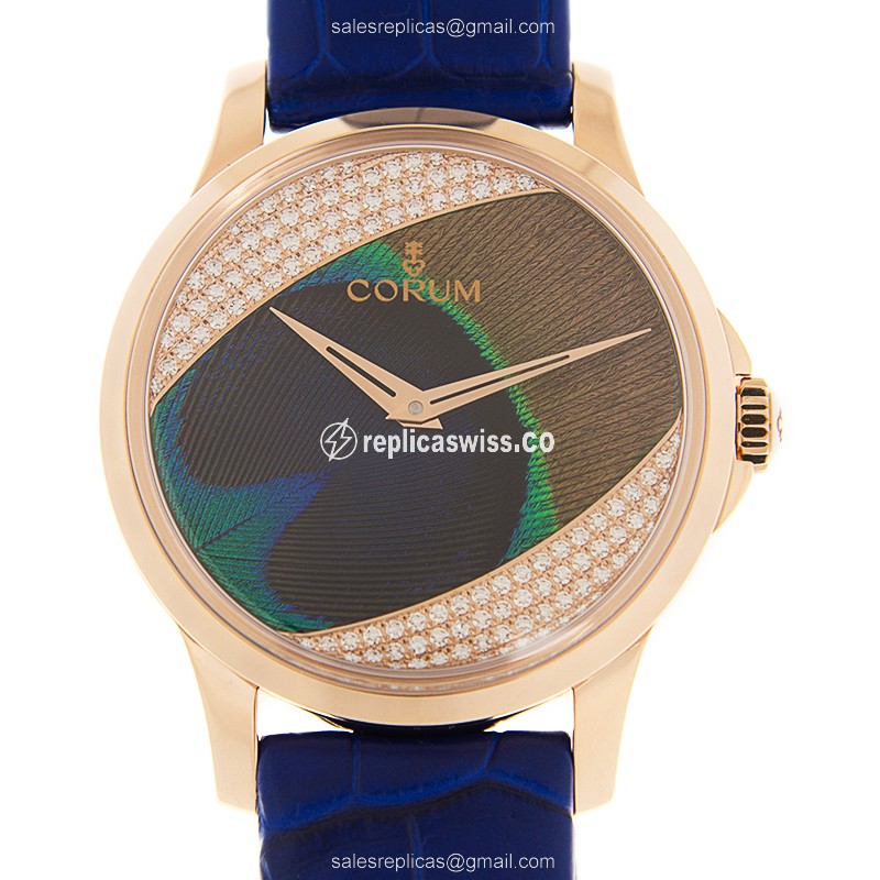 Exquisite Corum Heritage Replica Watch in 18kt Gold Case with Blue Dial & Automatic Movement