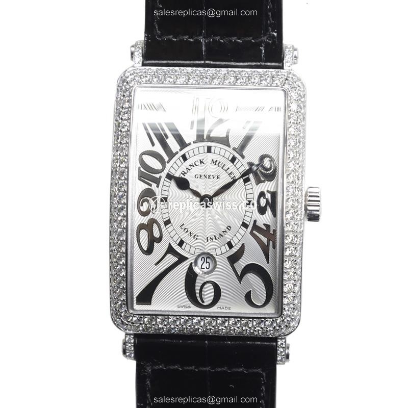 Exquisite Franck Muller 1150 SC DT Long Island Replica in 18kt White Gold & Diamond, Automatic