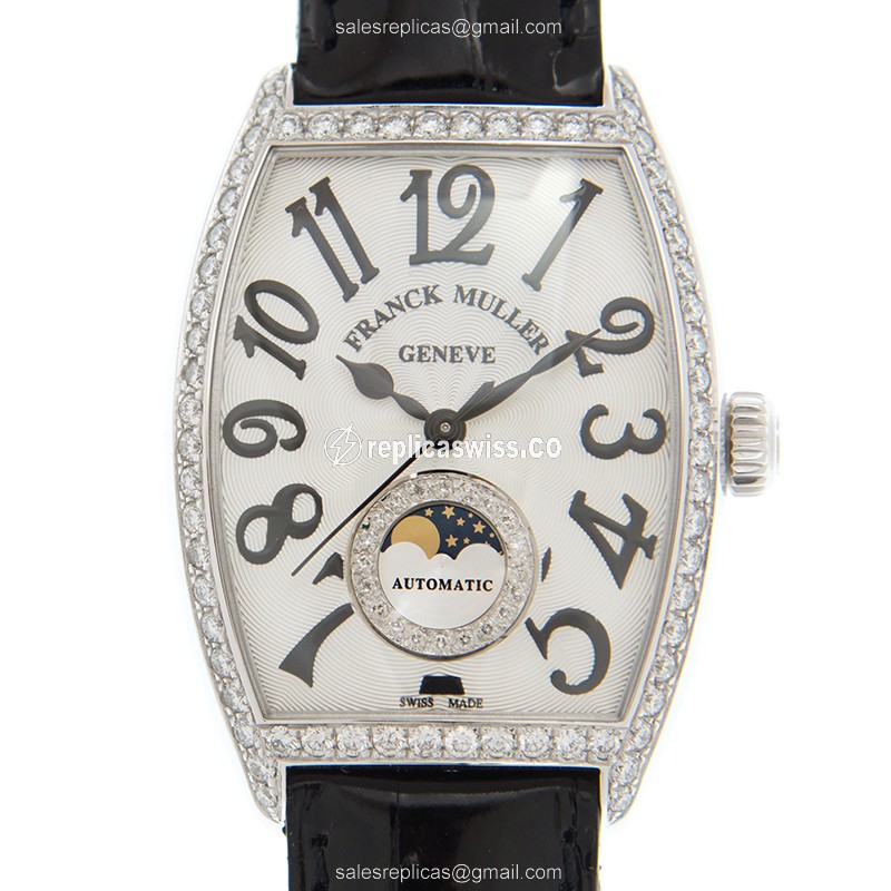 Exquisite Franck Muller 2850 SC GENEVE Replica with White Dial Polished Stainless Steel Case