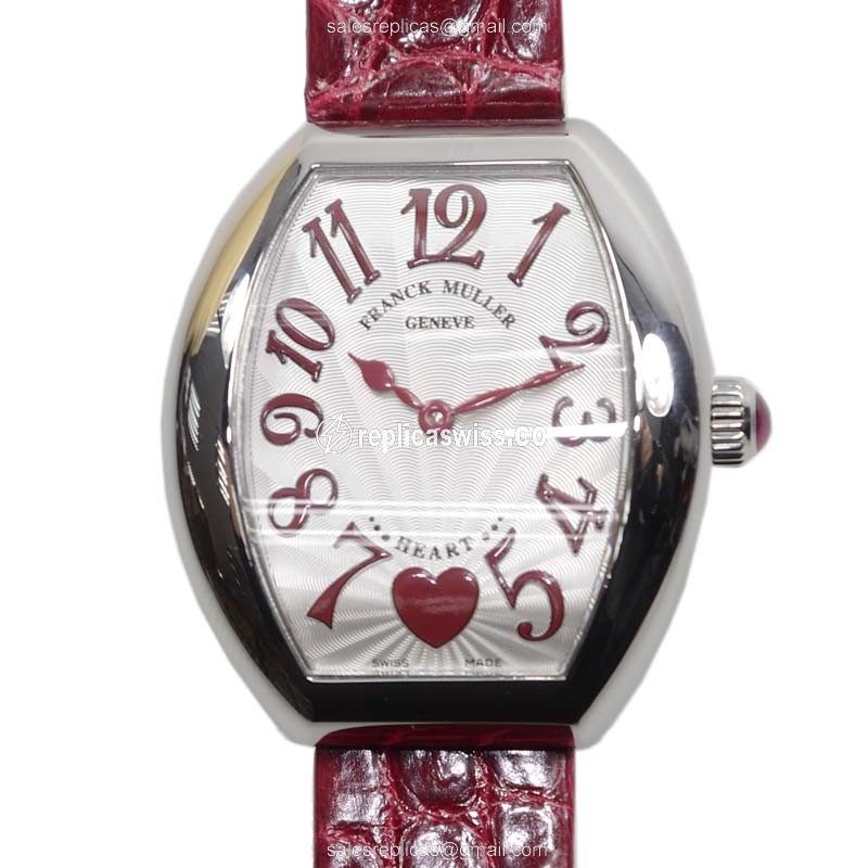 Exquisite Franck Muller 5002 L Replica with Silver Dial Red Alligator Strap | Quartz Movement