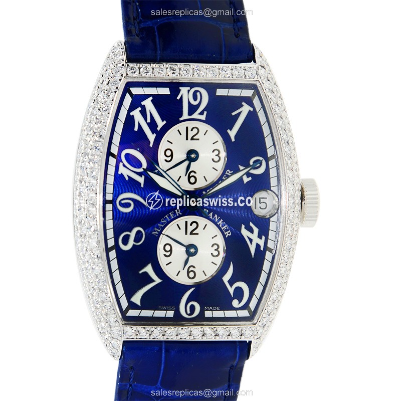 Exquisite Franck Muller 5850 MB D Cintree Curvex Replica with Automatic Movement, Blue Dial & 18kt