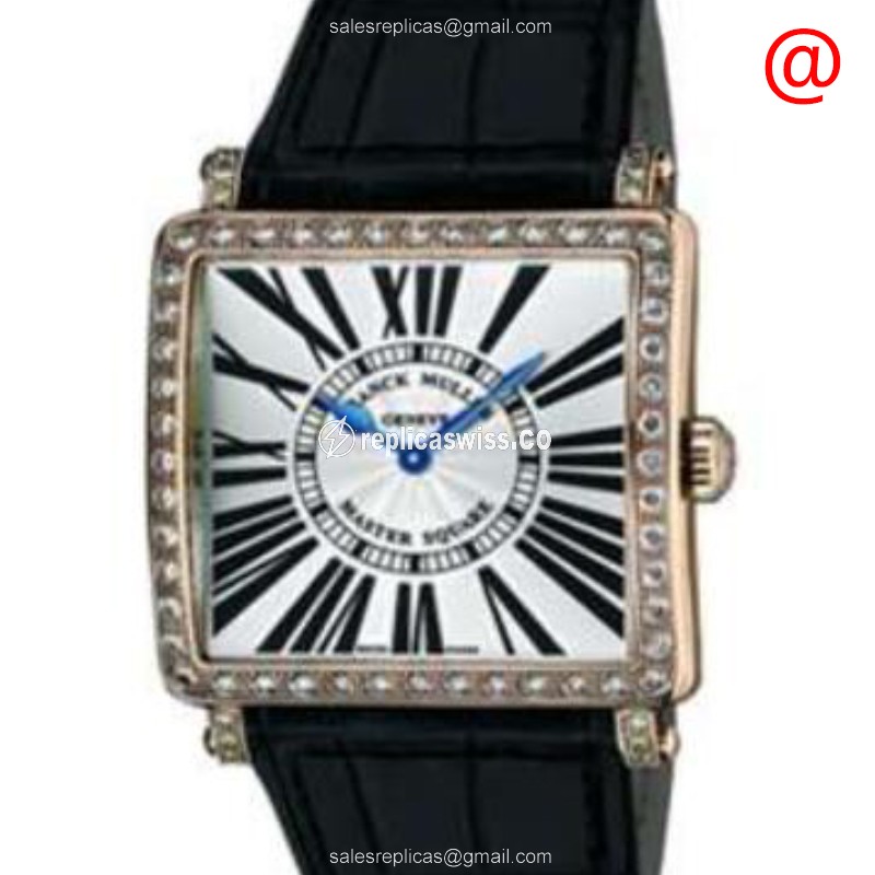Exquisite Franck Muller 6002 M Quartz Replica, 18kt Rose Gold Case with Diamond Bezels & Silver
