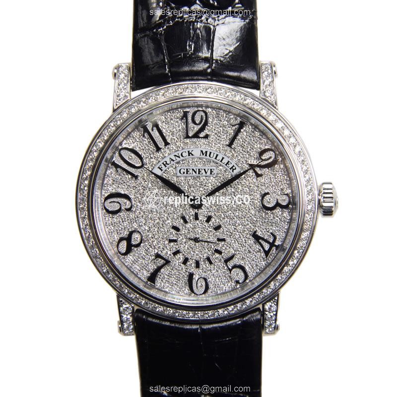 Exquisite Franck Muller 7421 LIBERTY Replica, Automatic Movement, 18kt White Gold Case & Diamond