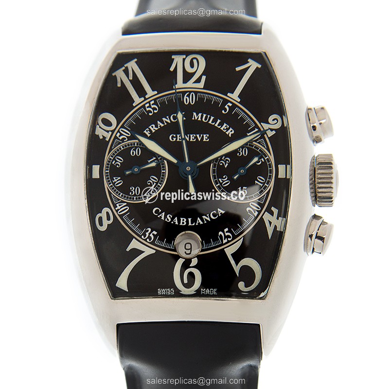 Exquisite Franck Muller 8885 CC DT Casablanca Replica, Automatic Movement, Black Dial & Rubber