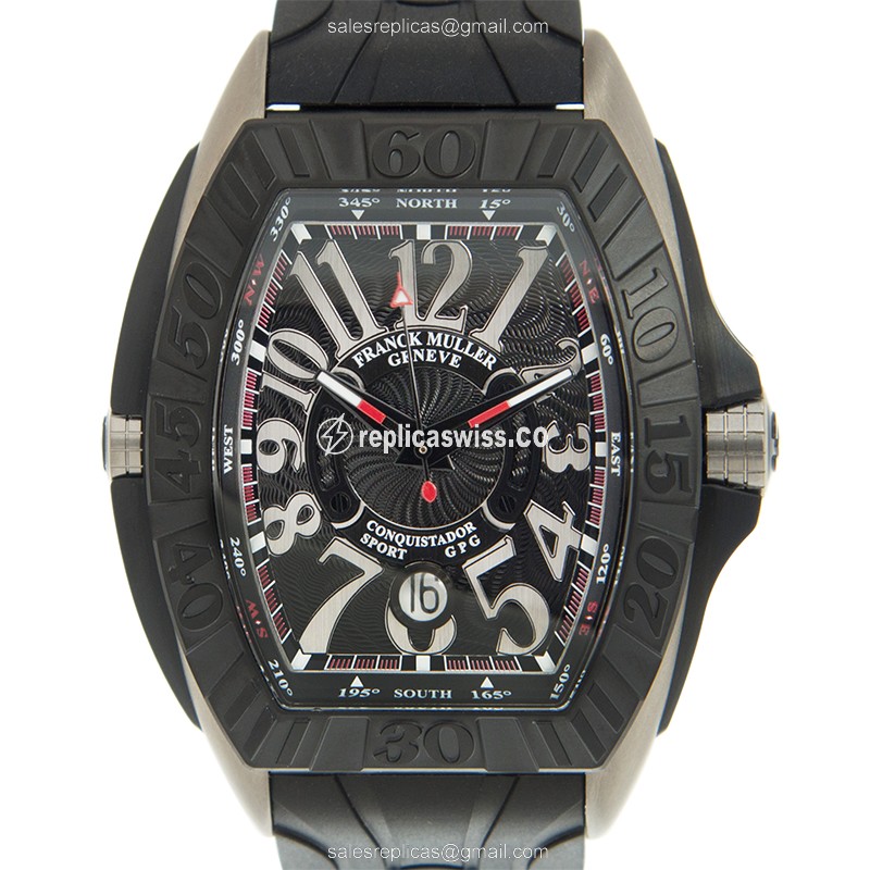 Exquisite Franck Muller 8900 SC DT GPG Automatic Titanium Replica, Black Dial, Rubber Strap Watch
