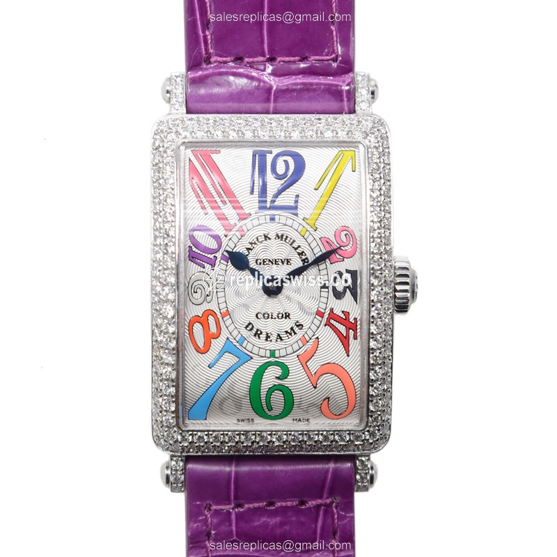 Exquisite Franck Muller 902 Long Island Replica in 18kt White Gold, Silver Dial, Automatic