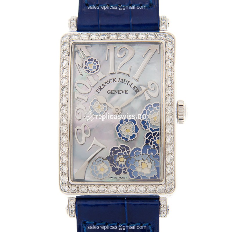 Exquisite Franck Muller 952 QZ Long Island Replica, White Dial, Diamond Case, Automatic Movement