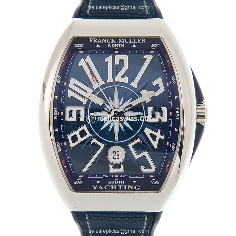 Exquisite Franck Muller V 41 SC DT Yachting Vanguard Replica with Blue Dial Stainless Steel