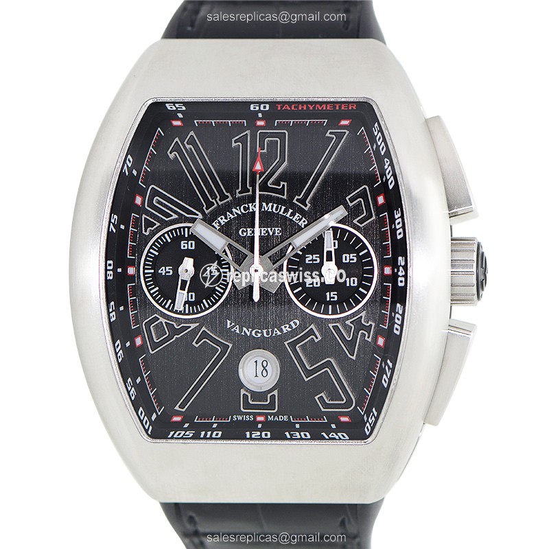Exquisite Franck Muller V 45 CC DT BR Vanguard Replica | Automatic Movement | Black Dial & Leather