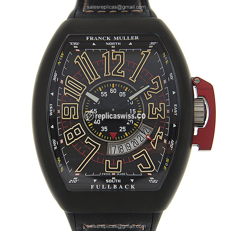 Exquisite Franck Muller V 45 SC DT LCK VANGUARD Automatic Watch, Black Dial & Stainless Steel Case