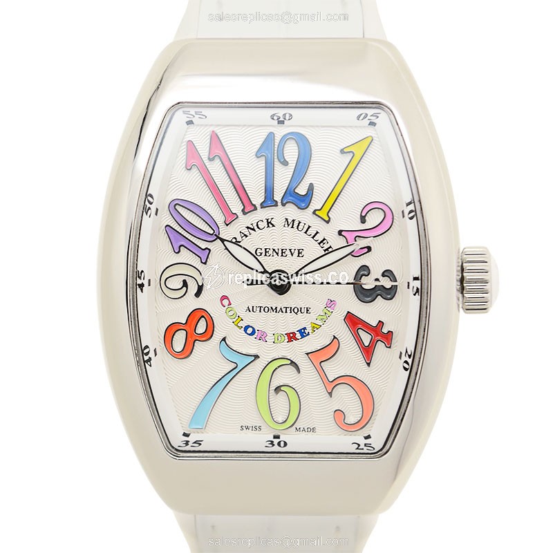 Exquisite Franck Muller V32 SC Automatic Replica in Stainless Steel & Silver Dial, Rubber Strap