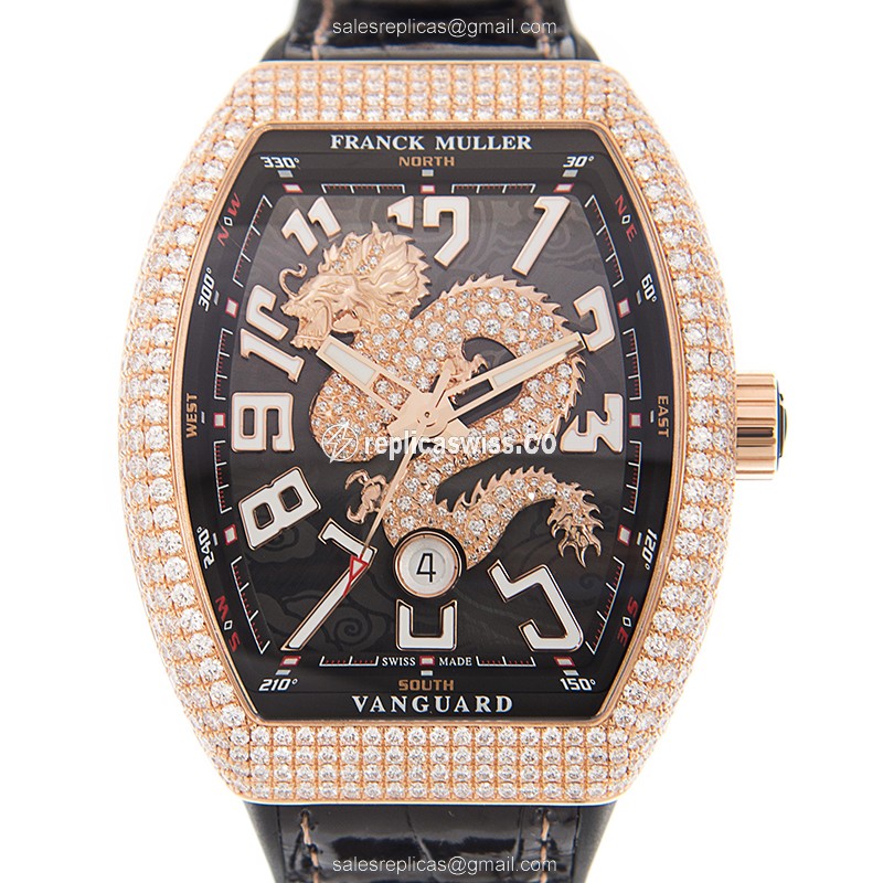 Exquisite Franck Muller V45 SC DT D Replica with Black Dial 18kt Rose Gold Case Watch