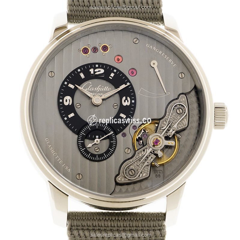 Exquisite Glashutte 1-66-06-04-22-36 PANO Replica Watch | Manual Wind Movement | Grey Steel Case