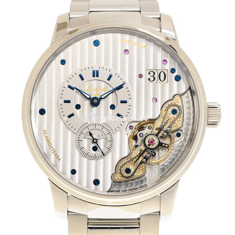 Exquisite Glashutte 1-91-02-02-02-71 PANO Steel Automatic Timepiece, Silver Dial & Metal Band Watch