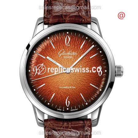 Exquisite Glashutte Senator Sixties Replica | Brown Dial, Alligator Brown Strap Watch