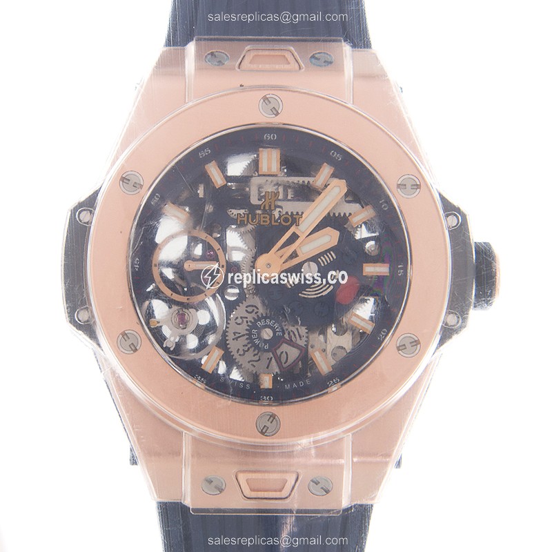Exquisite Hublot 414.OI.5123.RX Big Bang Manual Wind Replica in 18kt Rose Gold with Blue Dial &