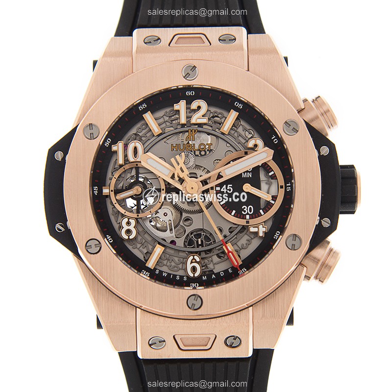 Exquisite Hublot BIG BANG Replica in 18kt Rose Gold, Automatic Movement & Silver Dial Watch