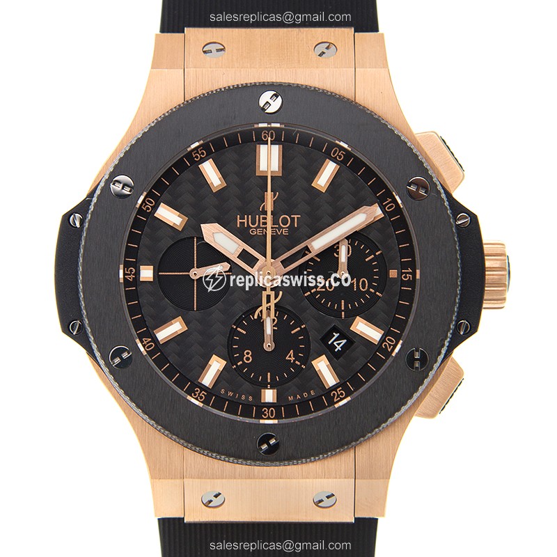 Exquisite Hublot BIG BANG Replica in 18kt Rose Gold & Titanium, Automatic Movement & Black Dial