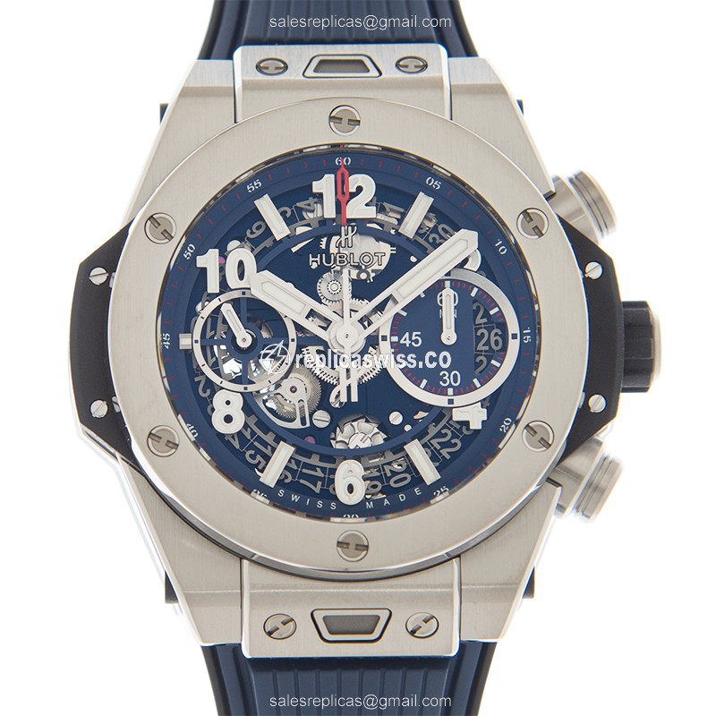 Exquisite Hublot BIG BANG Replica in Blue Titanium Case & Automatic Movement Watch