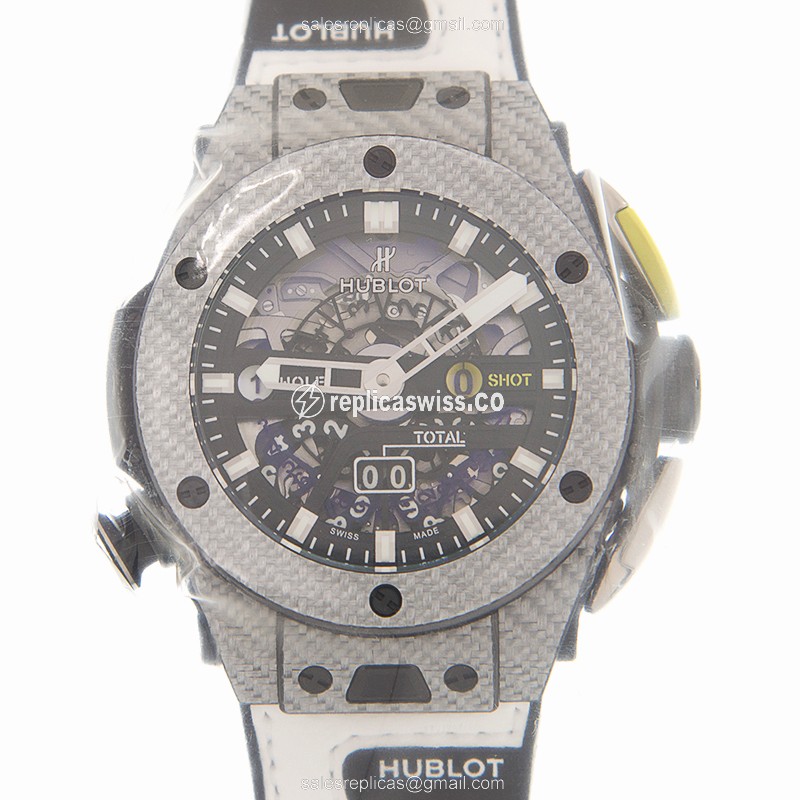 Exquisite Hublot BIG BANG Replica in Carbon Fiber, Automatic Movement & Black Dial Watch