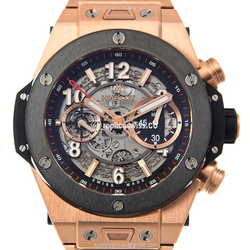 Exquisite Hublot Big Bang Replica in Grey Dial 18kt Gold Titanium Case, Automatic Movement Watch