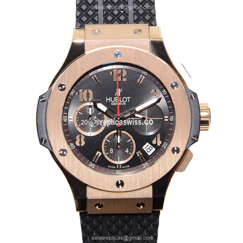 Exquisite Hublot Big Bang Replica in Rose Gold with Automatic Movement Black Dial Watch