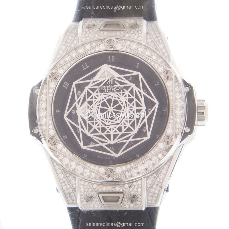 Exquisite Hublot Big Bang Replica in Stainless Steel with Automatic Movement Black Dial Watch