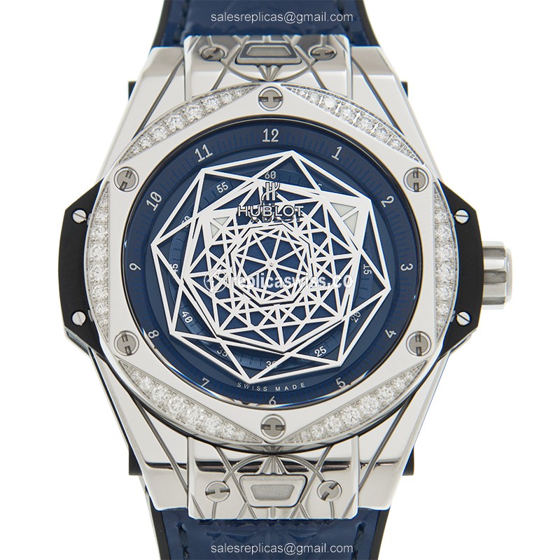 Exquisite Hublot Big Bang Replica Watch, Automatic Movement, Stainless Steel Case with Blue Dial &