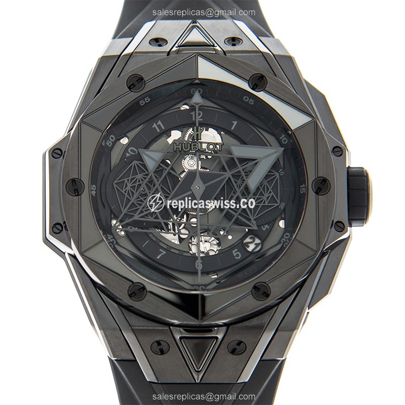 Exquisite Hublot Big Bang Replica with Automatic Movement Jet-Black Ceramic Case Watch